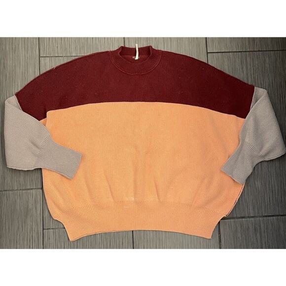 Free People Sweaters - Free People Womens Colorblock Knit Mock Sweater